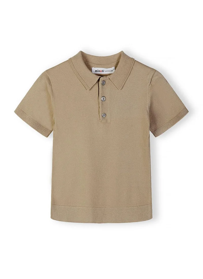 مينوتي Boys knitted stone polo shirt breathable viscose blend 3-15 years